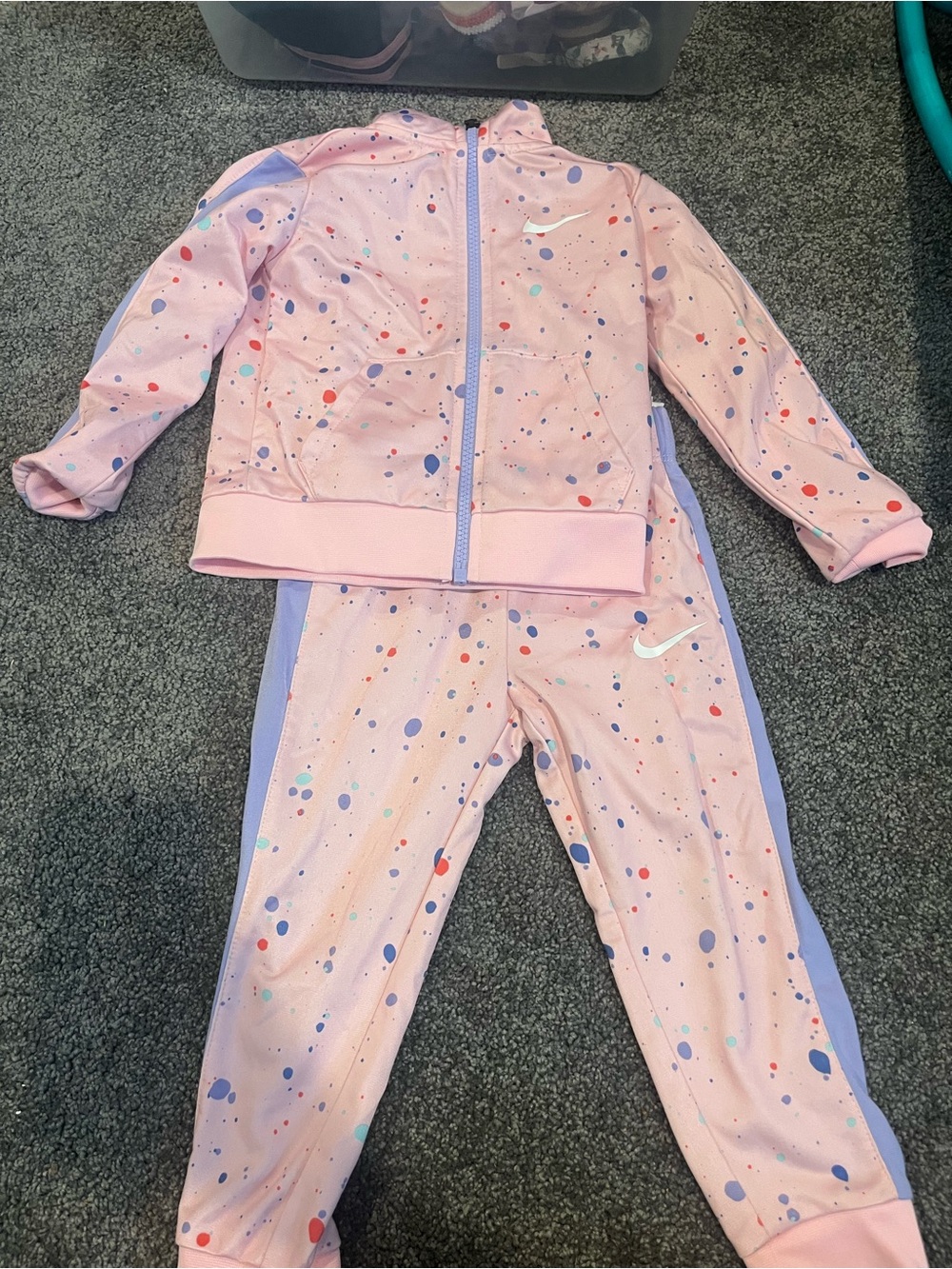 Nike Pink Speckled Girls' Zip Jacket Set with Lavender Accents